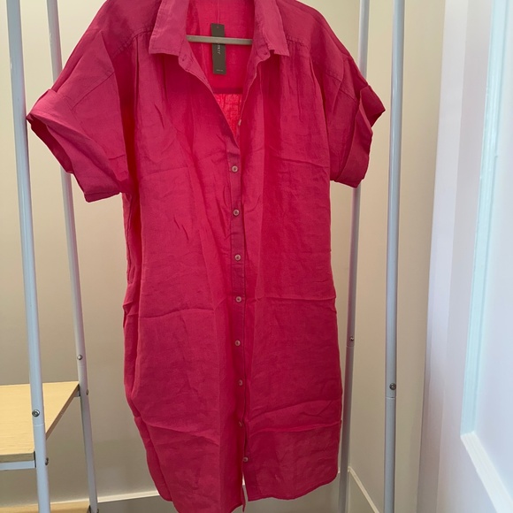 Relaxed-fit short-sleeve Baird McNutt Irish linen shirtdress - Picture 1 of 3